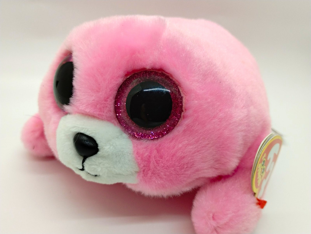 Ty Beanie Boos Pierre Pink Seal Plush Beanbag Stuffed Animal 2016